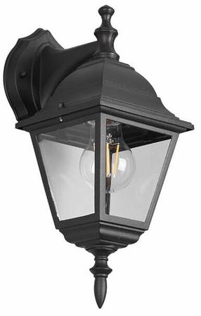 Sieninis lauko šviestuvas Trio Livenza, 60W, E27, IP44, juoda sp./skaidri sp., 14 cm x 34 cm