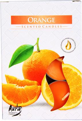Žvakių rinkinys Aura Candles, 4 h, 6 vnt., oranžinė sp.
