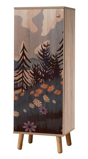 Batų spintelė Kalune Design Vegas S 936, ruda sp./žalia sp./oranžinė sp., 38 cm x 50 cm x 135 cm