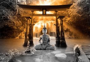 Fototapetas Artgeist Buddha Smile (Orange), 210 cm x 300 cm