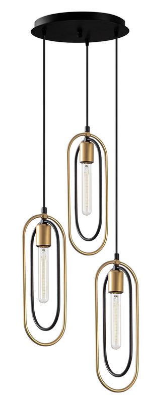 Lampa karināms Opviq Cerco 2021 584TTM1191, E27, 2700 °K, 3 x 40 W, zelta krās./melna krās. / melna krās.