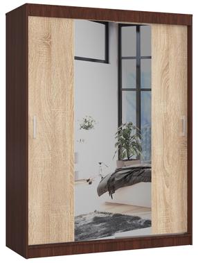 Spinta Akord 150 CLP, riešuto sp./sonoma ąžuolo sp./šviesiai ruda sp., 60 cm x 150 cm x 200 cm, su veidrodžiu