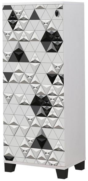 Batų spintelė Kalune Design Filinta 803, balta sp./juoda sp., 50 cm x 38 cm x 127 cm
