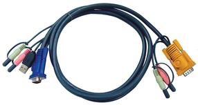 Laidas Aten 2L-5302U D-SUB 15 male / USB A-type / 2 x Jack 3.5mm, D-SUB 15 male / 2 x Jack 3.5mm, 1.8 m, juoda sp.