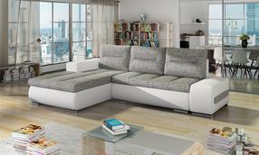 Kampinė sofa Ottavio Berlin 01, Soft 17, balta sp./pilka sp., kairinė, 180 x 275 cm x 85 cm