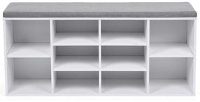 Suoliukas su batų lentyna Songmics, baltas/pilkas, 104 cm x 30 cm x 48 cm