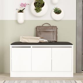 Скамья с полкой для обуви Kalune Design MR2 W, белый цв., 35.5 см x 89.6 см x 45.8 см