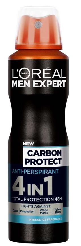 Vyriškas dezodorantas L’Oréal Paris Men Expert Carbon Protect 4In1, 150 ml