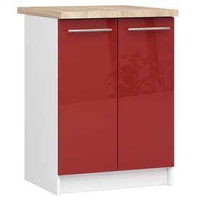 Apatinė virtuvinė spintelė Akord Furniture Factory Oliwia S60 2D, balta sp./raudona sp., 46 cm x 60 cm x 85 cm