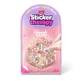 Vairākkārt lietojama uzlīmju grāmatiņa, ar uzlīmēm Zuru Sticker Therapy Kawaii Kitties, daudzkrāsaina