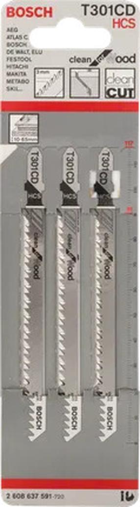 Zāģu asmeņu komplekts Bosch T 301 CD, 11.7 cm, 3 gab.