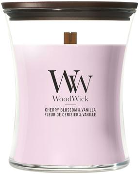 Küünal, lõhna WoodWick Cherry Blossom & Vanilla, 50 - 65 h, 275 g, roosa v.