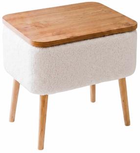 Ночной столик Kalune Design Puf02Peka02, белый цв./natūralus, 55 см x 60 см x 30 см