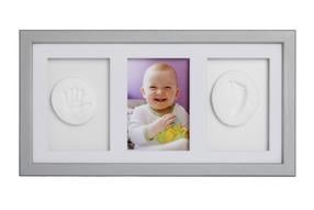 Набор для создания штампов рука / стопа Odcisk Bobasa Baby Handprint Frame with Clay, Silver Finish