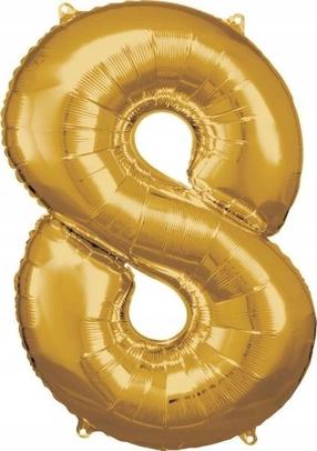 Folijas balons cipars Amscan Nr. 8, zelta krās.