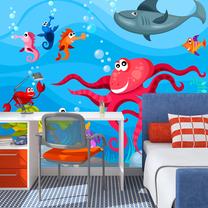 Fototapetas Artgeist Octopus And Shark LFTNT0071, 154 cm x 200 cm