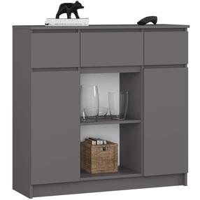 Komoda Akord Furniture Factory K100, pilka sp., 98 cm x 35 cm x 101 cm