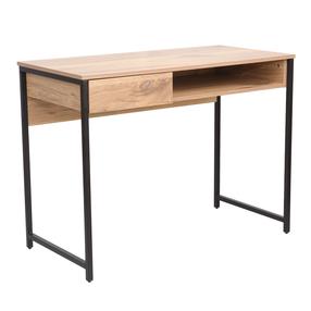 Rašomasis stalas su stalčiais Home4you Dimitra, 100 cm x 50 cm, 76 cm, ruda sp./juoda sp.