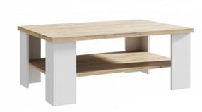 Kavos staliukas Forte Elara, ąžuolo sp./balta sp., 107 cm x 67 cm x 43 cm