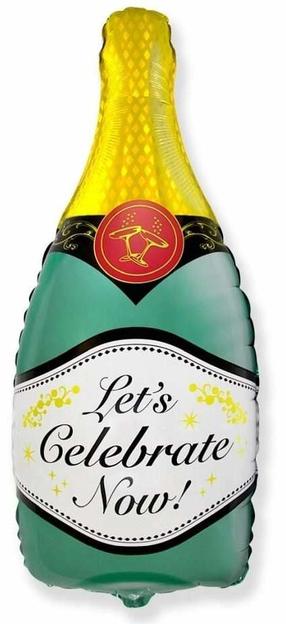 Balionas figūrinis Flexmetal Champagne Bottle, aukso sp./juoda sp./žalia sp.