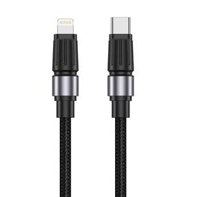 Кабель Jellico B26 Woven Cotton, Lightning/USB Type-C, 100 см, черный цв., 30 Вт