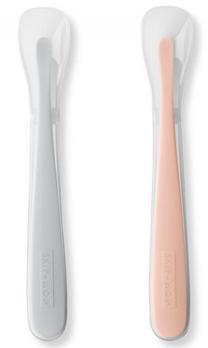 Šaukštelis Skip Hop Easy-Feed Soft Spoons, 6+ mėn., silikonas, rožinė sp./pilka sp.