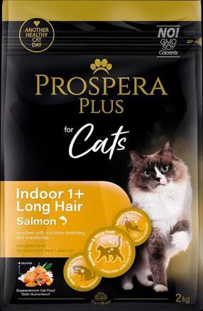Sausas kačių maistas Prospera Plus Long Hair Indoor, lašiša, 2 kg