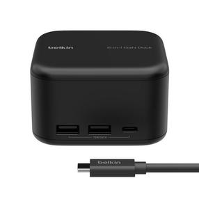 Portu replikators Belkin 6-in-1, melna krās.