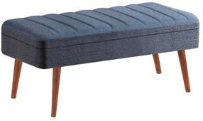 Prieškambario suoliukas Kalune Design Vina 1048 - 2, riešuto sp./tamsiai mėlyna sp., 110 cm x 40 cm x 50 cm