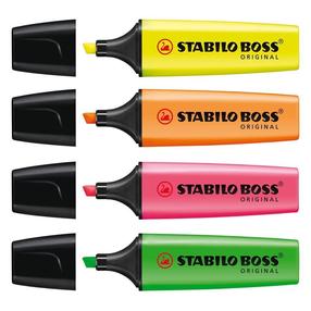 Текстовый маркер Stabilo, желтый цв./зеленый цв./oранжевый цв., 4 шт.
