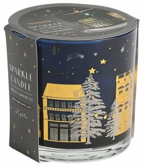 Kalėdinė žvakė, cilindrinė Homla Sparkle LED town, 115 g, Mėlyna