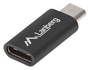 Adapteris Lanberg USB-C Female 2.0 To Micro USB Male AD-UC-UM-01 USB-C female, Micro USB male, melna krās.