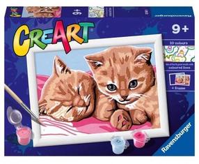 Glezna pēc numuriem Ravensburger CreArt Ginger Kittens, brūna krās./rozā krās., 13 x 18 cm