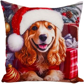 Kalėdinis dekoratyvinės pagalvėlės užvalkalas JCLC-02, balta/raudona/ruda, 40 cm x 40 cm