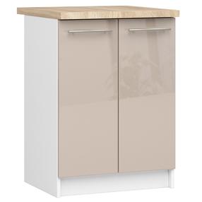 Apatinė virtuvinė spintelė Akord Furniture Factory Oliwia S60 2D, balta sp./šviesiai ruda sp., 46 cm x 60 cm x 85 cm