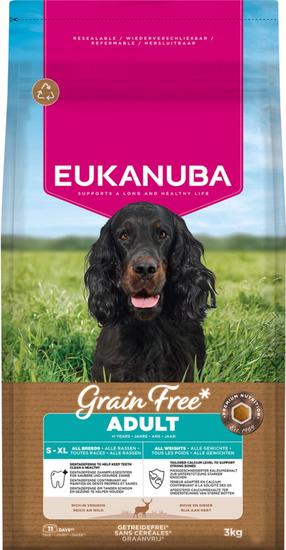 Sausas šunų maistas Eukanuba Grain Free, elnių mėsa, 3 kg