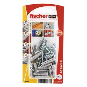 Dībelis Fischer, skrūves, 5 mm x 25 mm, 20 gab.