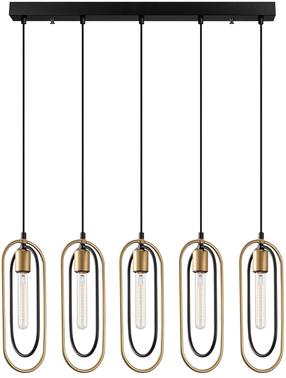 Lampa karināms Opviq Cerco 2061 584TTM1187, E27, 5 x 8 W, zelta krās./melna krās. / melna krās.