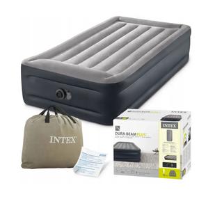 Täispuhutav madrats pumbaga Intex Dura-Beam Deluxe, sinine v./hall v., 191 cm x 99 cm x 42 cm