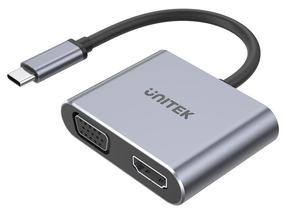 Adapteris Unitek USB-C to HDMI / VGA V1126A USB-C male, HDMI / VGA female, pelēka krās.