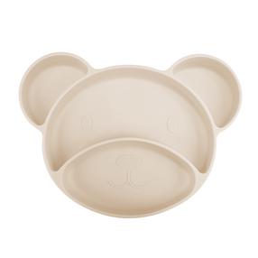 Neslystanti lėkštė Canpol Babies Bear, 6+ mėn., silikonas, kreminė sp.