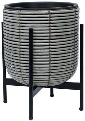 Gėlių vazonas Home4you Wicker 38105, plastikinis/metalas, Ø 30 cm, pilka sp.