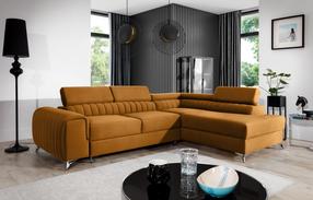 Kampinė sofa Laurence Monolith 48, geltona sp., dešininė, 205 x 278 cm x 92 cm
