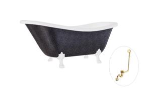 Vonia, laisvai pastatoma Besco Otylia Glam, 170 cm x 77 cm x 68.5 cm, ovalas, aukso sp./balta sp.