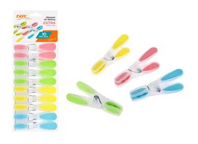 Veļas saspraudes, 9 cm x 3 cm, plastmasa, 10 gab., daudzkrāsaina