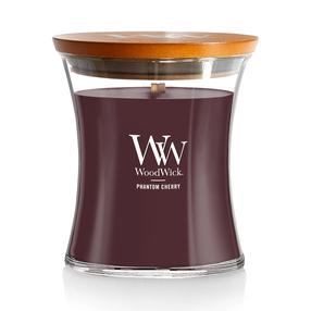 Svece, aromātiskā WoodWick Phantom Cherry, 50 - 60 h, sarkana krās.
