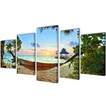 Foto paveikslas VLX Sand Beach with Hammock 5pcs, 200 cm x 100 cm