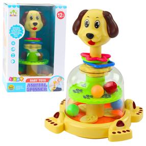 Attīstoša rotaļlieta, suns Lean Toys Animal Spinner, 26 cm, brūna krās.