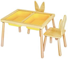 Bērnu spēļu galds Kalune Design Table and 2 Chairs, 52 cm, dzeltena krās.