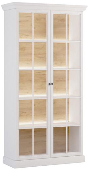 Vitrina Gala Meble Lucca W2D, balta sp., 102.5 cm x 40.5 cm x 200 cm
